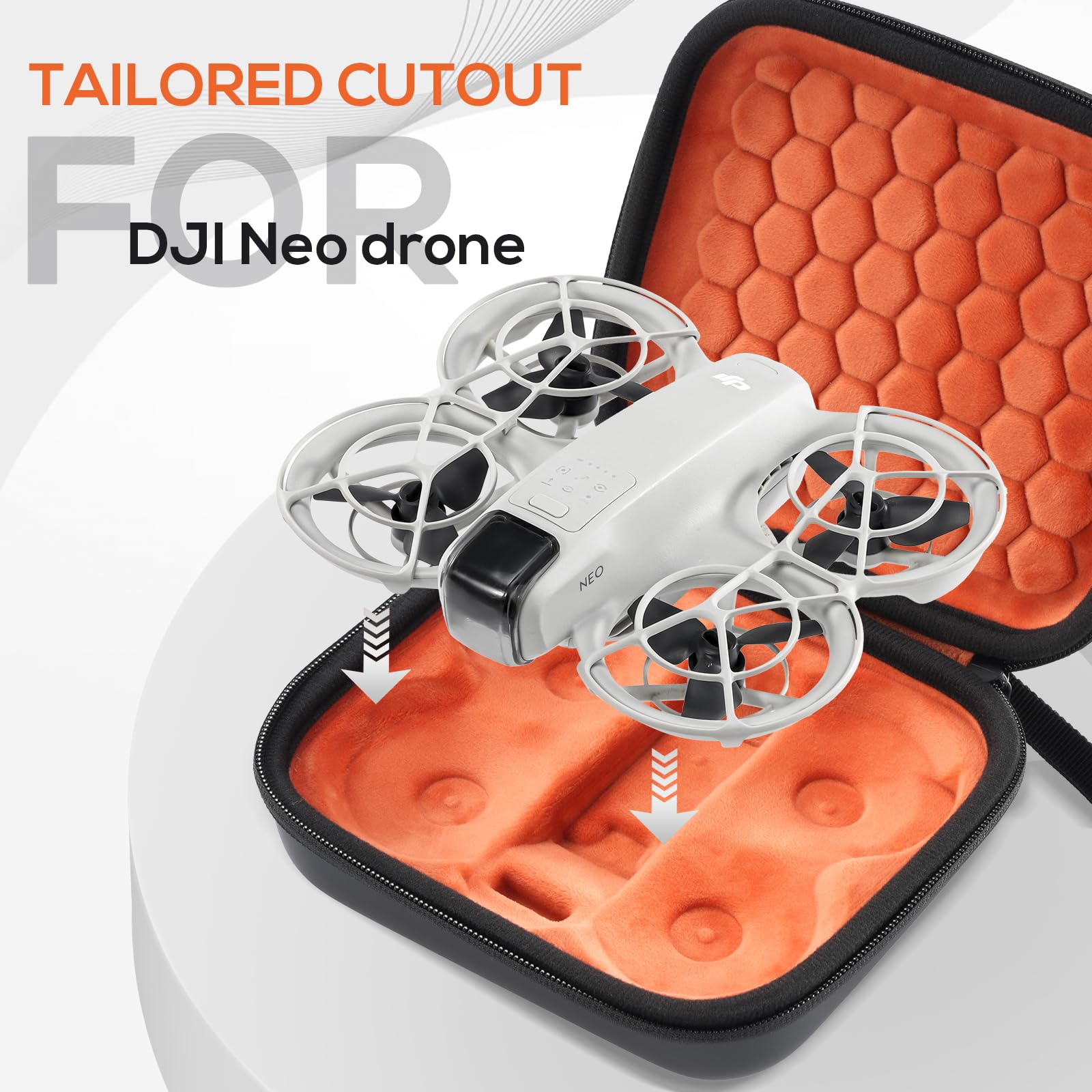 ProCase DJI Neo Carrying Case – Hard Shell Shockproof Travel Case (Orange/Black)