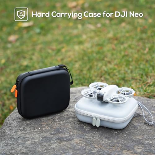 ProCase DJI Neo Carrying Case – Hard Shell Shockproof Travel Case (Orange/Black)