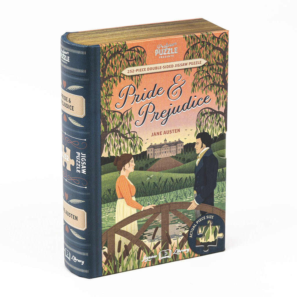 Professor Puzzle Jigsaw Library: Pride & Prejudice Double-Sided 252-Piece Puzzle in Book-Shaped Box