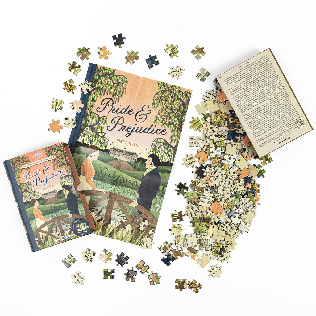 Professor Puzzle Jigsaw Library: Pride & Prejudice Double-Sided 252-Piece Puzzle in Book-Shaped Box