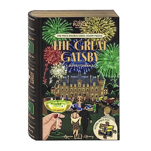 Professor Puzzle Jigsaw Library: The Great Gatsby Double-Sided 252-Piece Puzzle in Book-Shaped Box