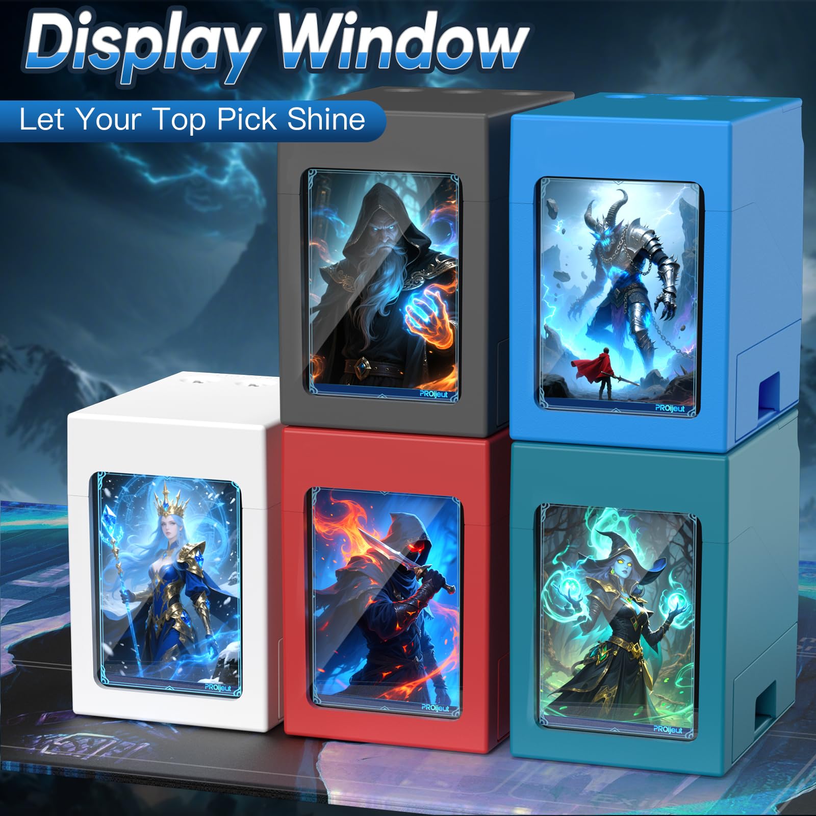 Proijeut Commander Deck Box with Life Counter - Holds 100+ Double-Sleeved Cards, Teal