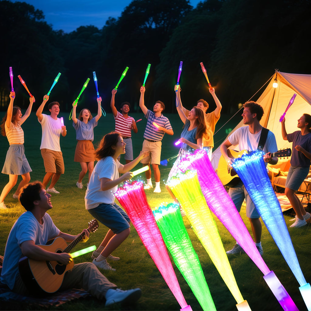 ProlPings 12PC Glow Fiber Optic Wands – LED Light Up Party Favors in 4 Neon Colors with 3 Modes