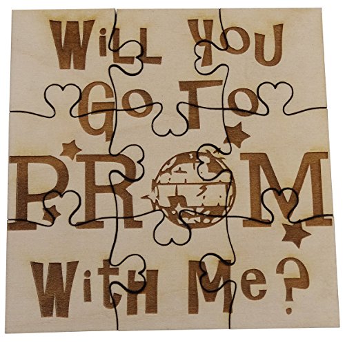 Prom Proposal Puzzle – 9-Piece Laser-Engraved Basswood Jigsaw, Personalized Gift