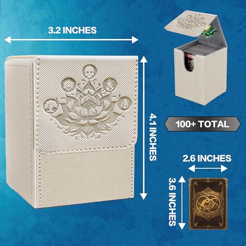 PROMAXIBINDER MTG Commander Deck Box – Holds 100+ Cards, Magnetic Closure, PU Leather, Grey