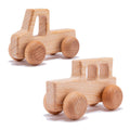 Promise Babe 2-Pack Wooden Truck Rattles – Natural Beech Teether Toy for Infants, Montessori Grasping Toy