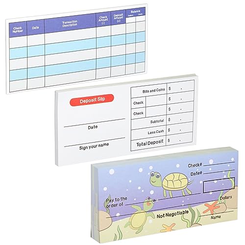 Prop Money Checkbook Set - Sea Animal Theme Fake Checks for Kids - Financial Literacy Homeschool Math Manipulatives - 150 Sheets