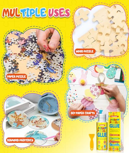 Protado 200ml Puzzle Glue x2 – Clear Quick-Dry Sealer with Sponge & Scraper for 1000-5000 Piece Puzzles