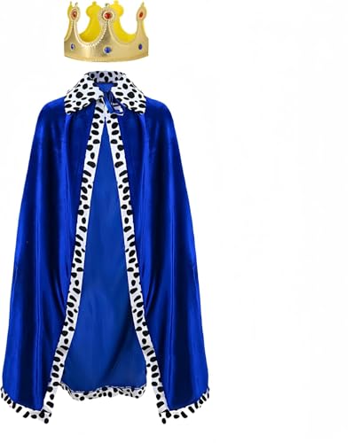 Proumhang Kids King Cape and Crown Set – 80cm Royal Prince Cloak for Boys Girls, Coronation Costume