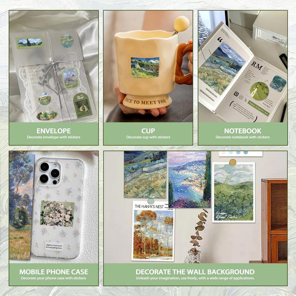 PRSTINCOL Oil Painting Sticker Book: 52 Sheets, 500+ Vintage Scrapbook Stickers for Adults & Teens