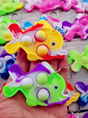 PSDFH 30-Pack Mini Fish Bubble Fidget Toys – Silicone Stress Relief Favors for Kids Classroom Prizes and Summer Party Goodie Bags