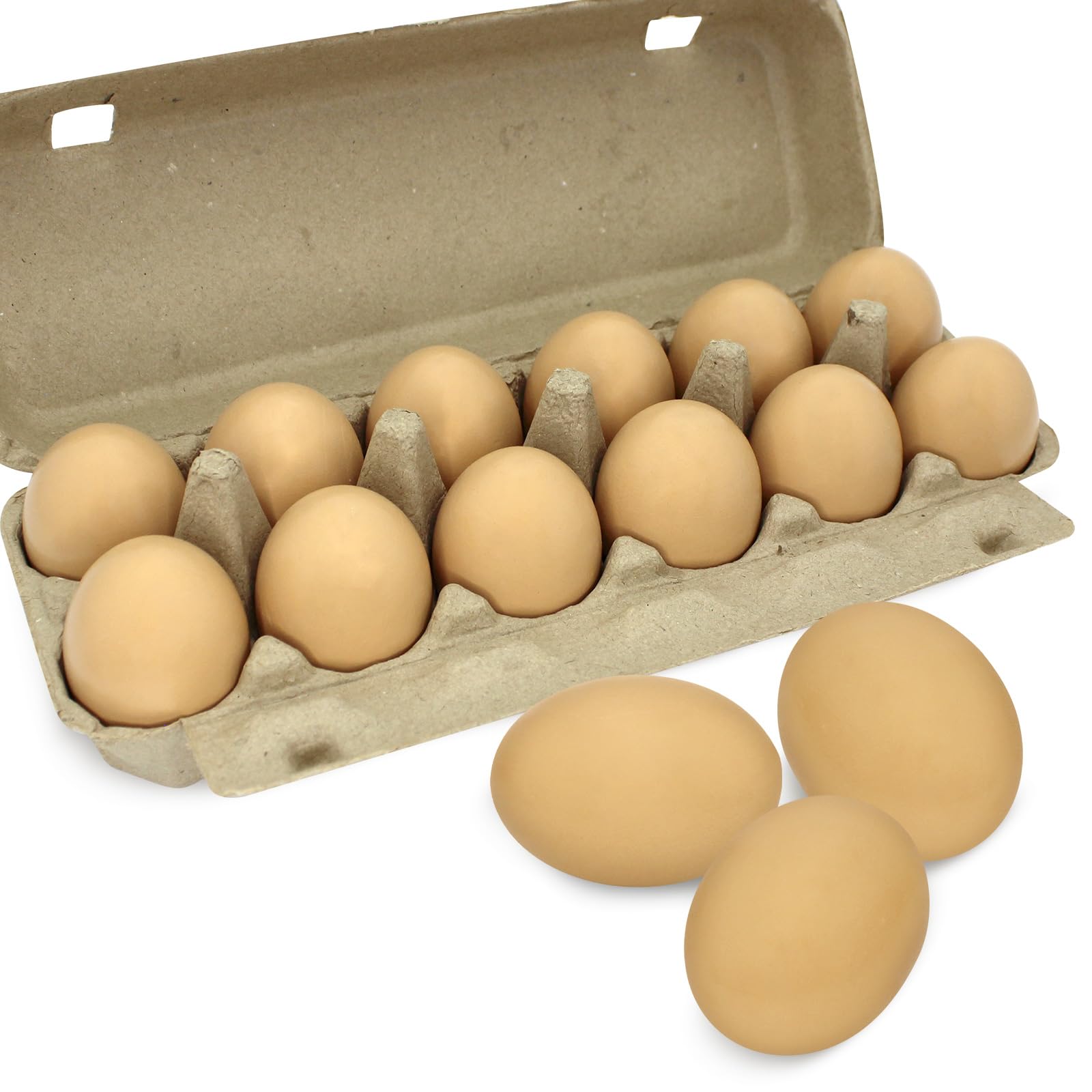 Pseutio 12 Brown Wooden Eggs – Realistic 2.4-Inch Faux Eggs for DIY Crafts, Easter Decorations, and Hen Training