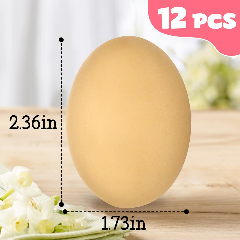 Pseutio 12 Brown Wooden Eggs – Realistic 2.4-Inch Faux Eggs for DIY Crafts, Easter Decorations, and Hen Training