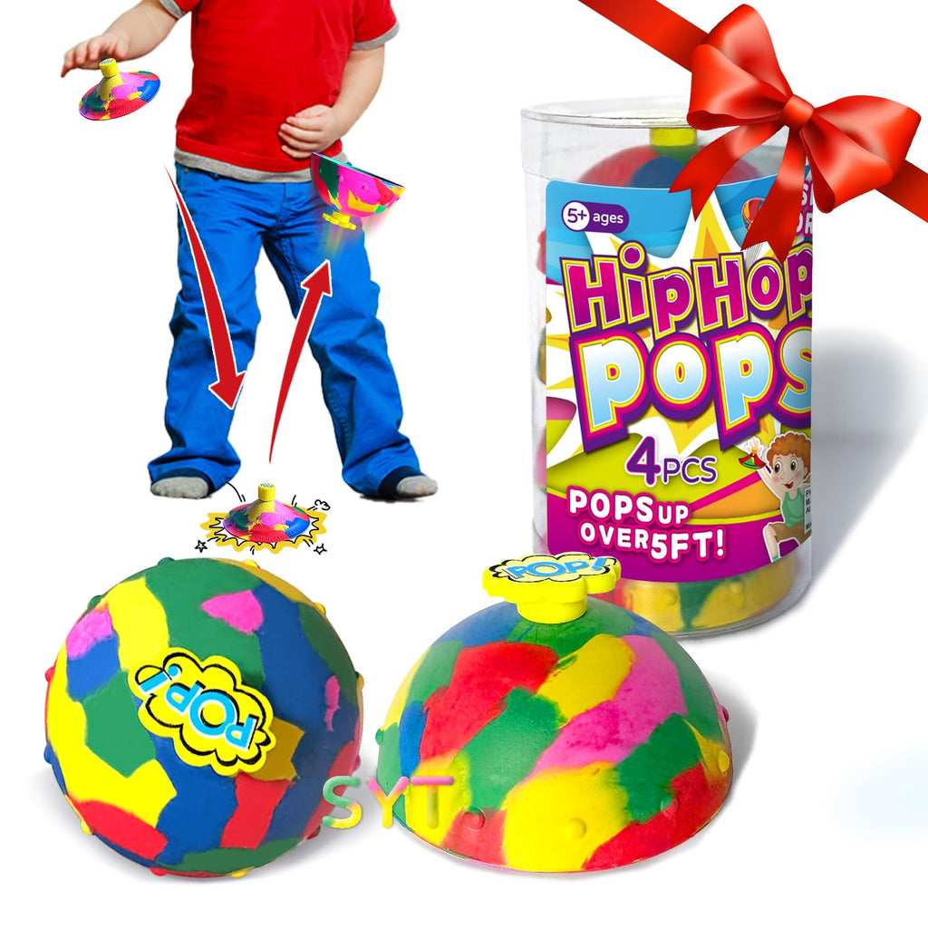 PSXTCU Magic Flying Saucer Popper 4-Pack — Soft Rubber Pop-Up Disc for Kids & Dogs