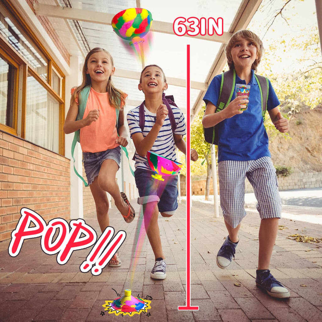 PSXTCU Magic Flying Saucer Popper 4-Pack — Soft Rubber Pop-Up Disc for Kids & Dogs
