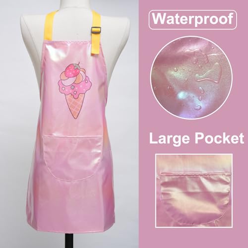 PUBMIND Kids Apron – Adjustable Waterproof Cooking & Art Apron with Pocket for Boys Girls Ages 5-12