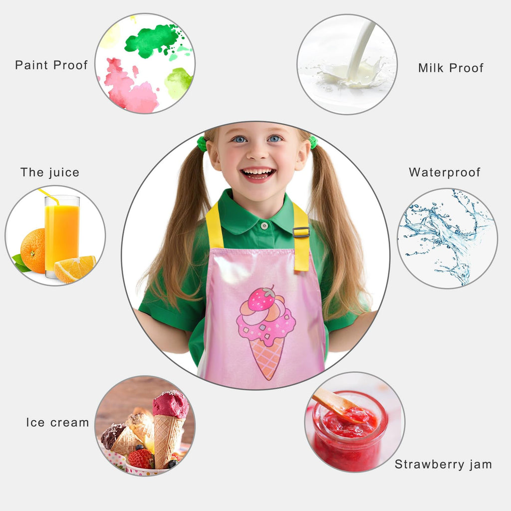 PUBMIND Kids Apron – Adjustable Waterproof Cooking & Art Apron with Pocket for Boys Girls Ages 5-12