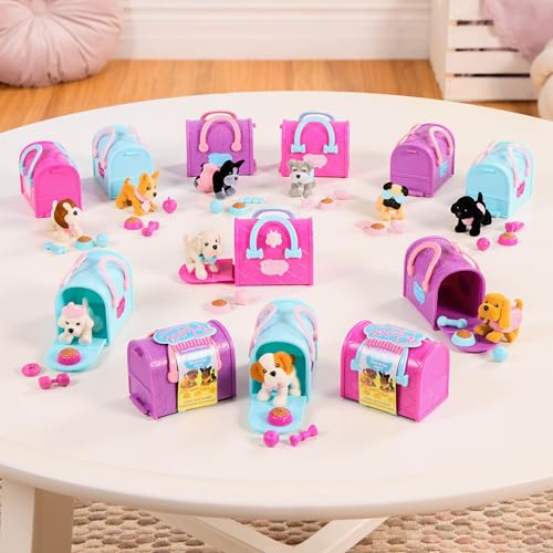 Pucci Pups Collectible Puppy Set – Beagle, Schnauzer, Poodle with Carrier Purse and Accessories – 18 Pieces