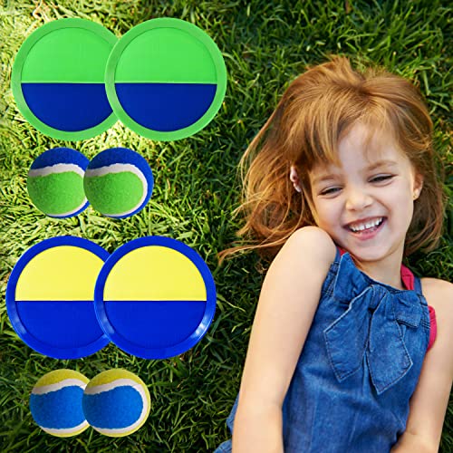 PULEEBO Upgraded Catch Ball Game - 8-Inch Toss and Catch Sticky Balls Set for Kids & Adults - Outdoor Beach Backyard Lawn Toy