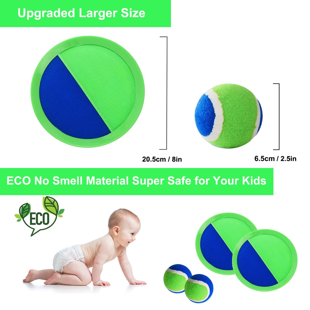 PULEEBO Upgraded Catch Ball Game - 8-Inch Toss and Catch Sticky Balls Set for Kids & Adults - Outdoor Beach Backyard Lawn Toy