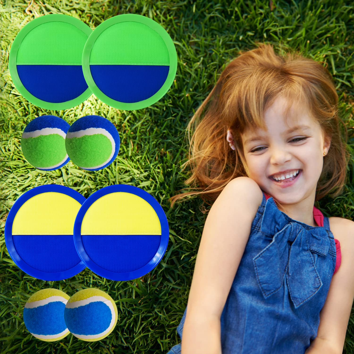 PULEEBO Upgraded Catch Ball Game - 8-Inch Toss and Catch Sticky Balls Set for Kids & Adults - Outdoor Beach Backyard Lawn Toy
