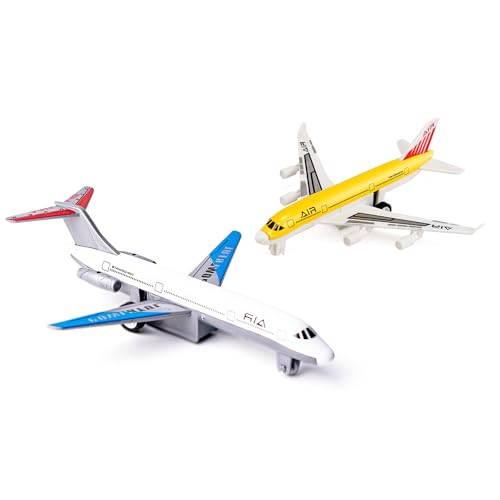 Pull-Back Airplane Toys for Toddlers – 2-Pack Die Cast Aircraft for Kids Ages 3-6