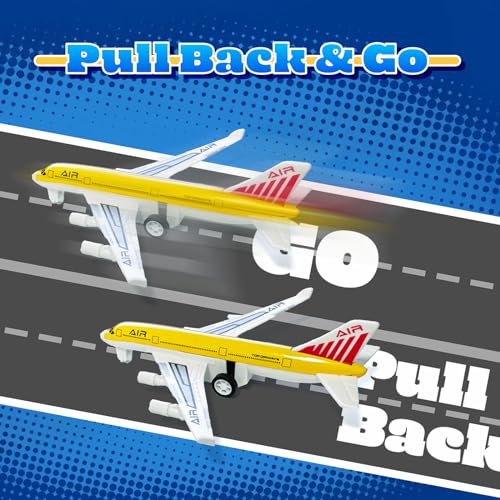 Pull-Back Airplane Toys for Toddlers – 2-Pack Die Cast Aircraft for Kids Ages 3-6