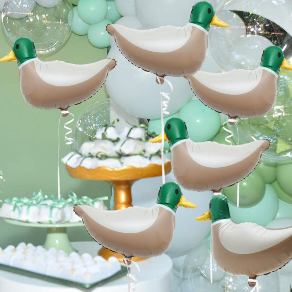 PullCrease 6 Pack Mallard Duck Foil Balloons – 28.3" Aluminum Foil Balloons for Duck Hunting Birthday Party Decor