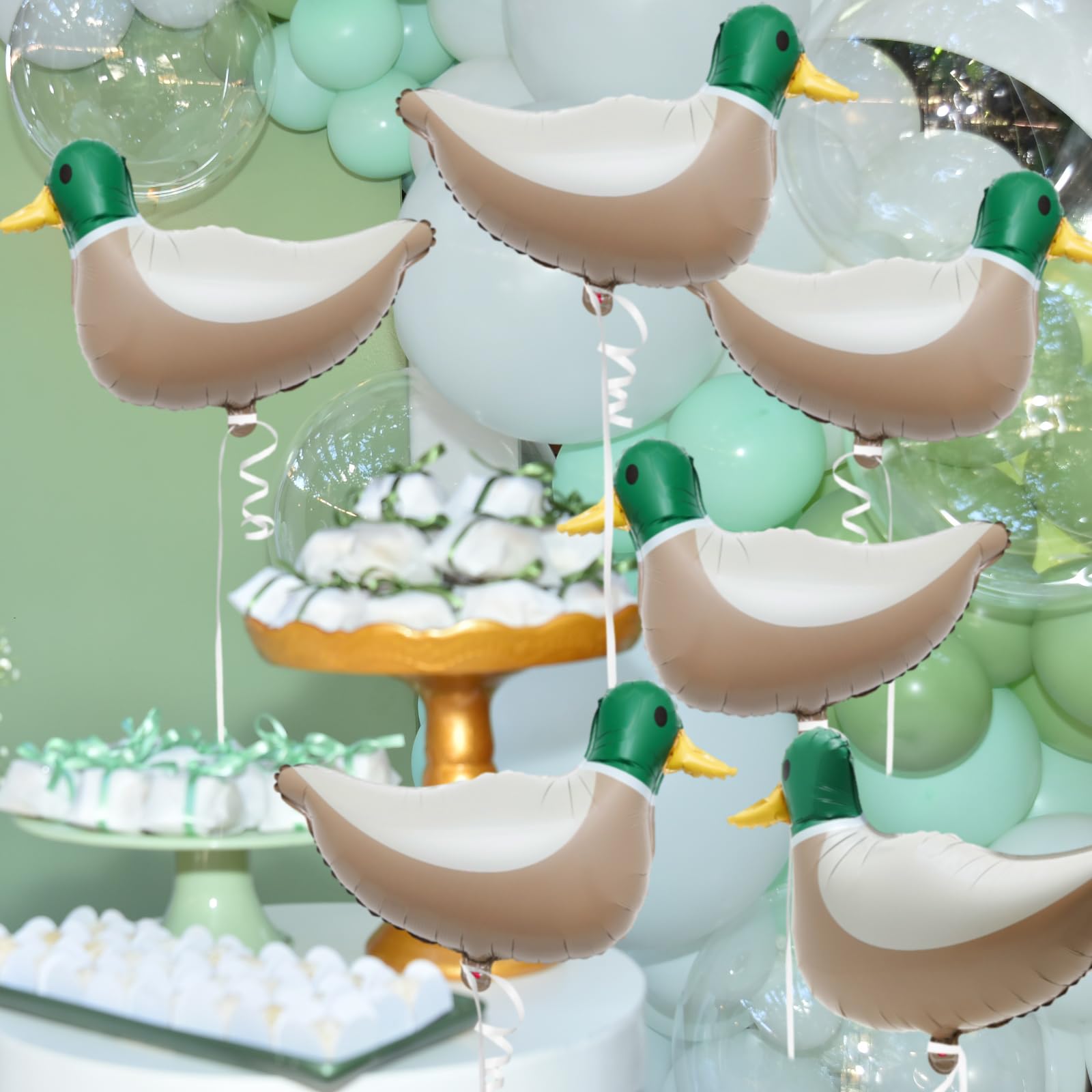 PullCrease 6 Pack Mallard Duck Foil Balloons – 28.3" Aluminum Foil Balloons for Duck Hunting Birthday Party Decor
