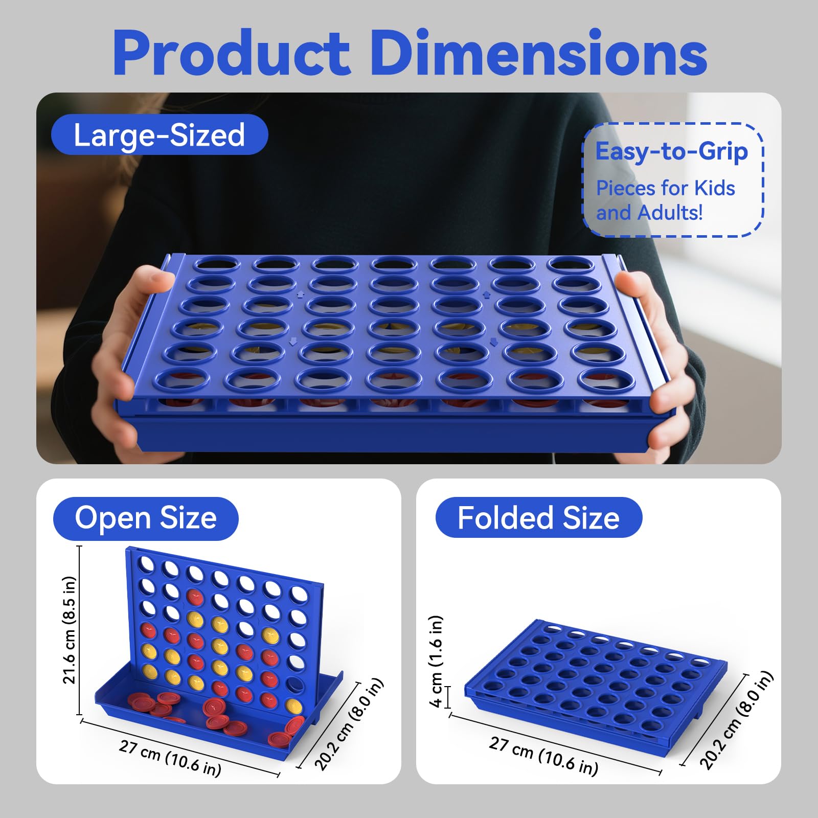 Pup Go Big Size 4 in a Row Game for Kids Ages 3+ | Foldable Tabletop Board Game with 6 Spare Discs | Indoor & Outdoor Family Fun