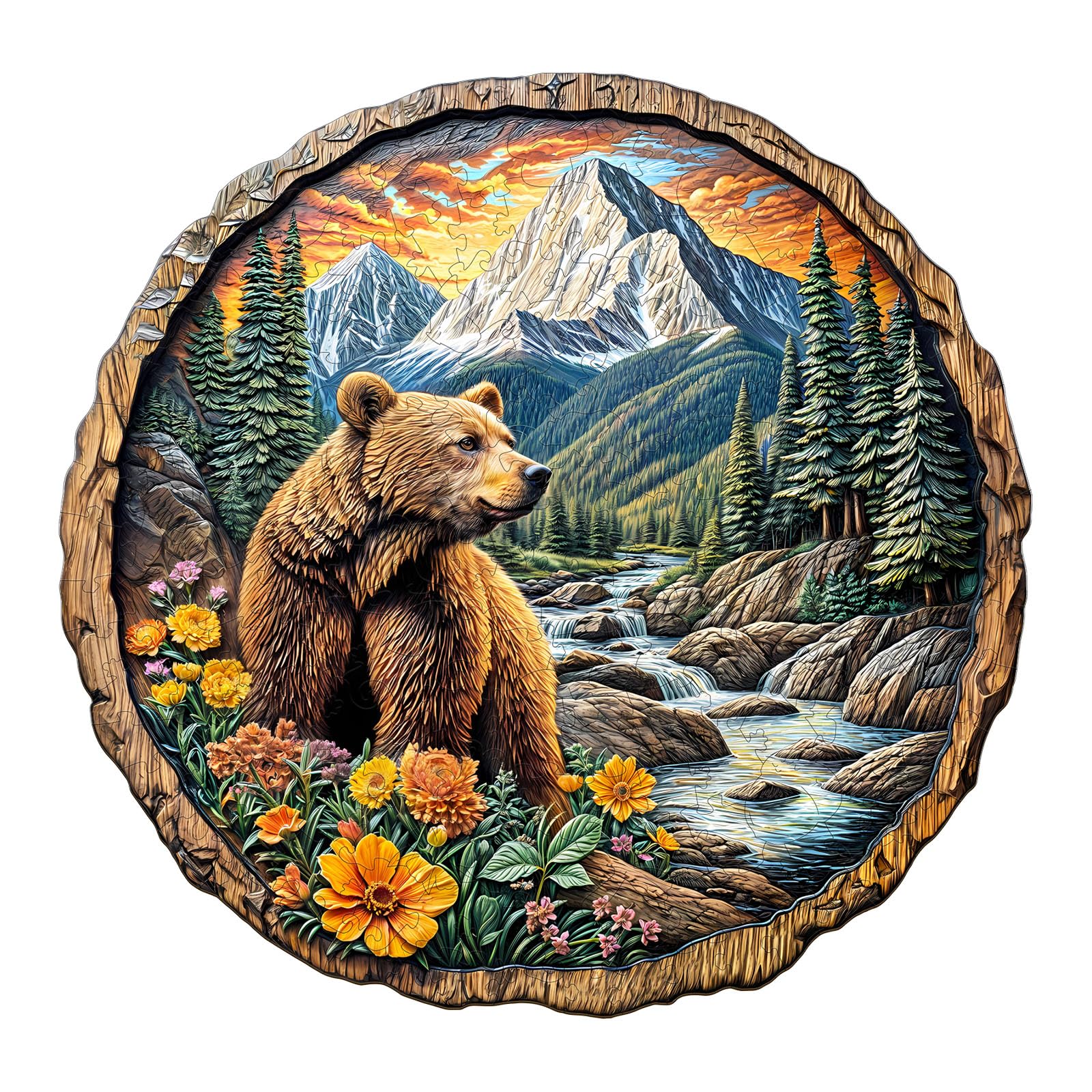 Purdicra Majestic Bear Wooden Jigsaw Puzzle – 290 Unique Pieces for Adult Challenge