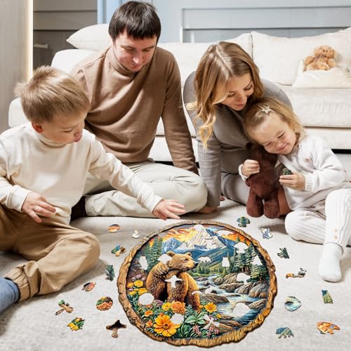 Purdicra Majestic Bear Wooden Jigsaw Puzzle – 290 Unique Pieces for Adult Challenge