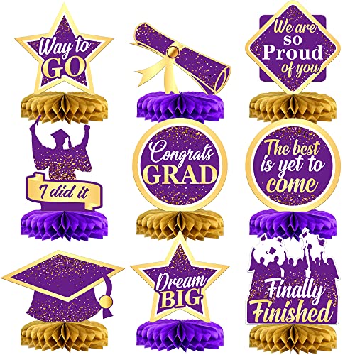 Purple and Gold Graduation Centerpieces 2026 – Pack of 9 Table Decorations KatchOn