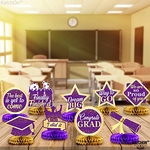 Purple and Gold Graduation Centerpieces 2026 – Pack of 9 Table Decorations KatchOn