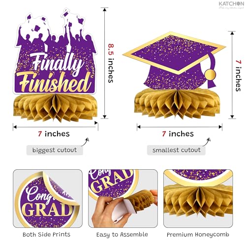 Purple and Gold Graduation Centerpieces 2026 – Pack of 9 Table Decorations KatchOn