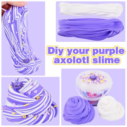 Purple Axolotl Butter Slime Kit – 300ml Scented Non-Sticky Slime with Charm & Stickers