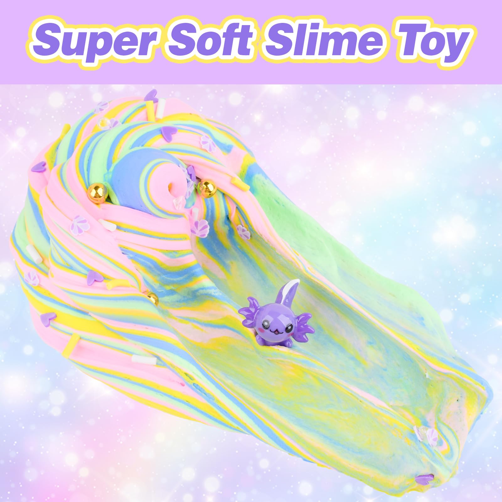 Purple Axolotl Butter Slime Kit – 300ml Scented Non-Sticky Slime with Charm & Stickers