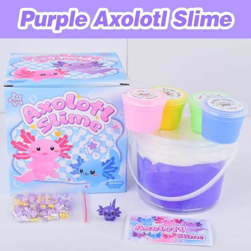 Purple Axolotl Butter Slime Kit – 300ml Scented Non-Sticky Slime with Charm & Stickers