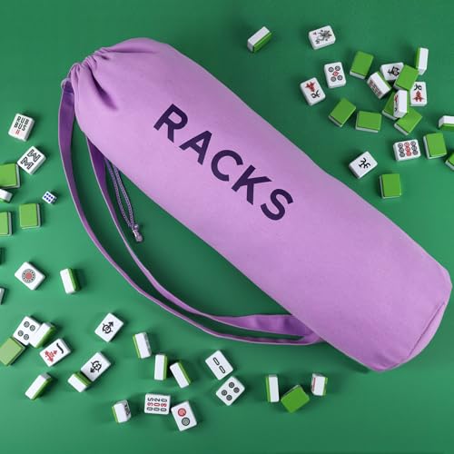 Purple Canvas Drawstring Mahjong Rack Bag - 21x6.3 Inch Storage for Tiles & Pushers