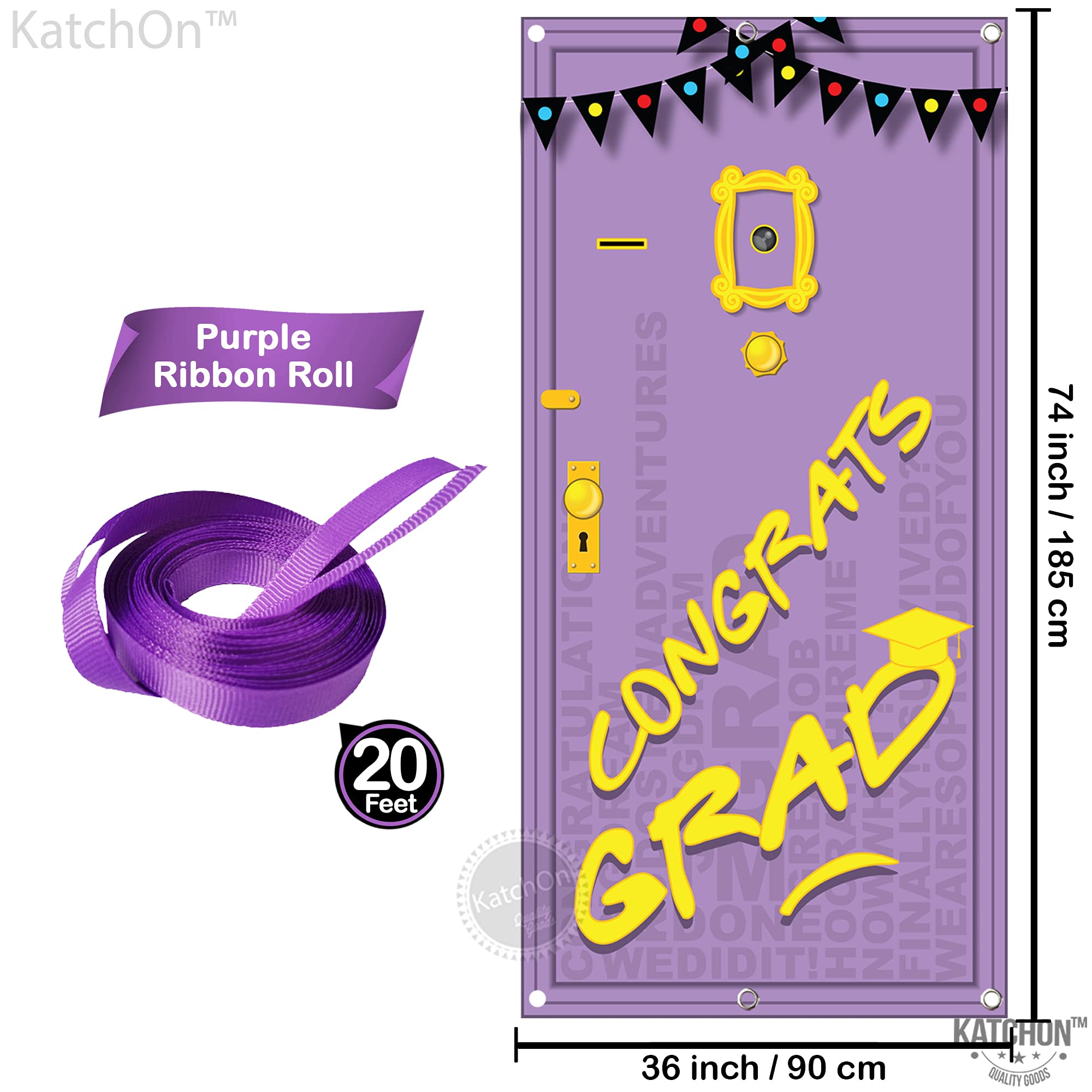 Purple Congrats Grad Banner 2026 - Large 74x36 Inch Graduation Door Banner for Class of 2026 Party Decorations by KatchOn