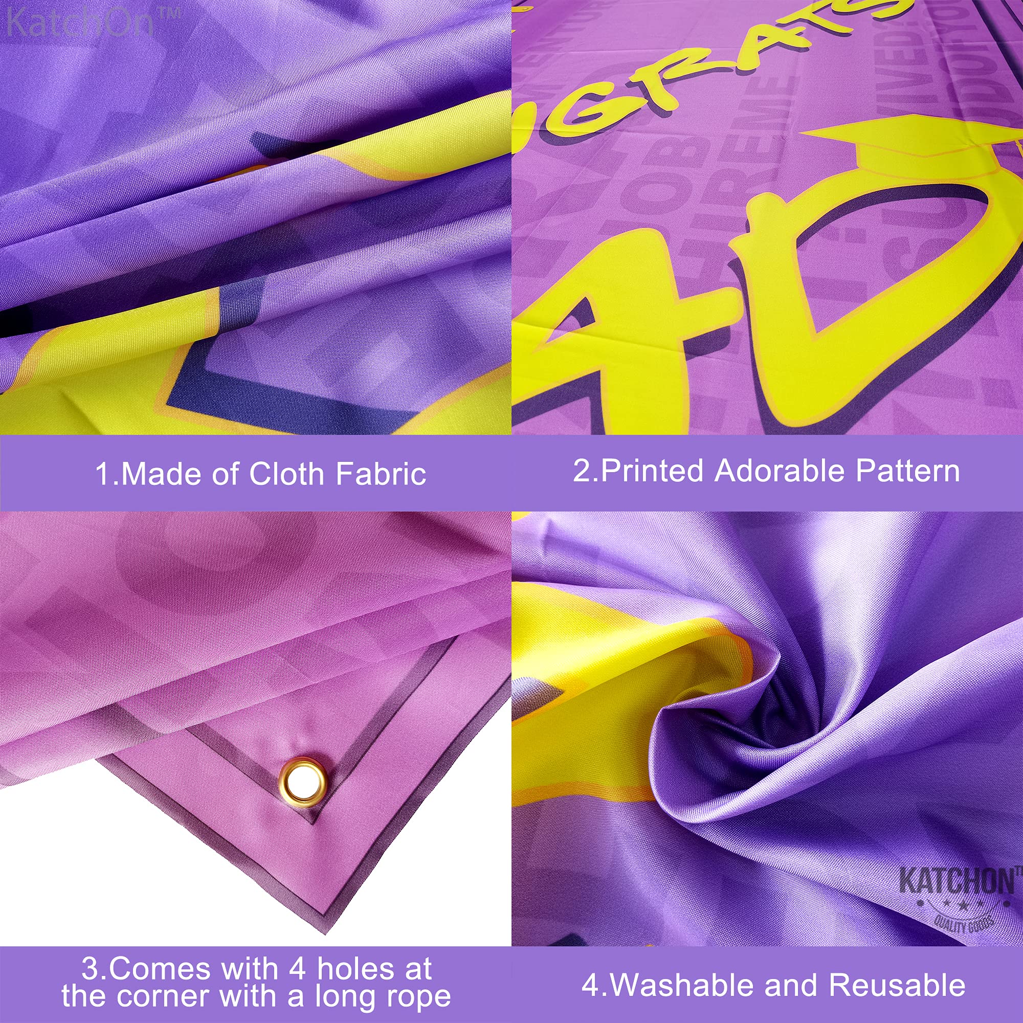 Purple Congrats Grad Banner 2026 - Large 74x36 Inch Graduation Door Banner for Class of 2026 Party Decorations by KatchOn