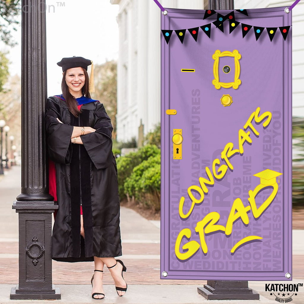 Purple Congrats Grad Banner 2026 - Large 74x36 Inch Graduation Door Banner for Class of 2026 Party Decorations by KatchOn