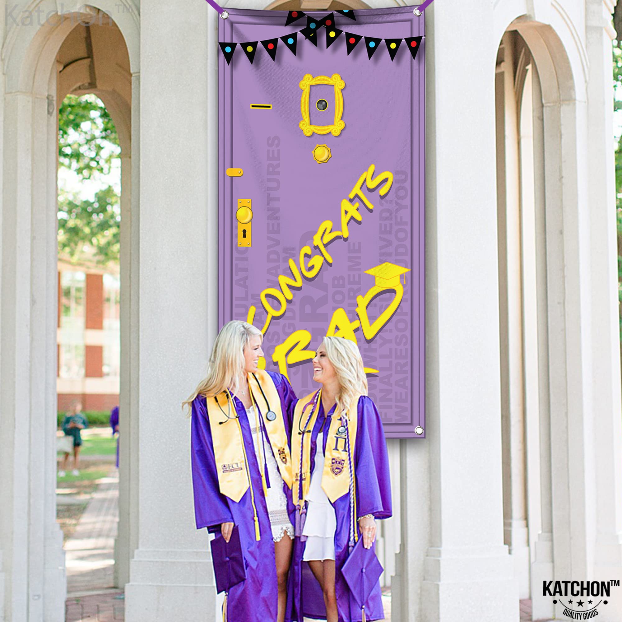 Purple Congrats Grad Banner 2026 - Large 74x36 Inch Graduation Door Banner for Class of 2026 Party Decorations by KatchOn