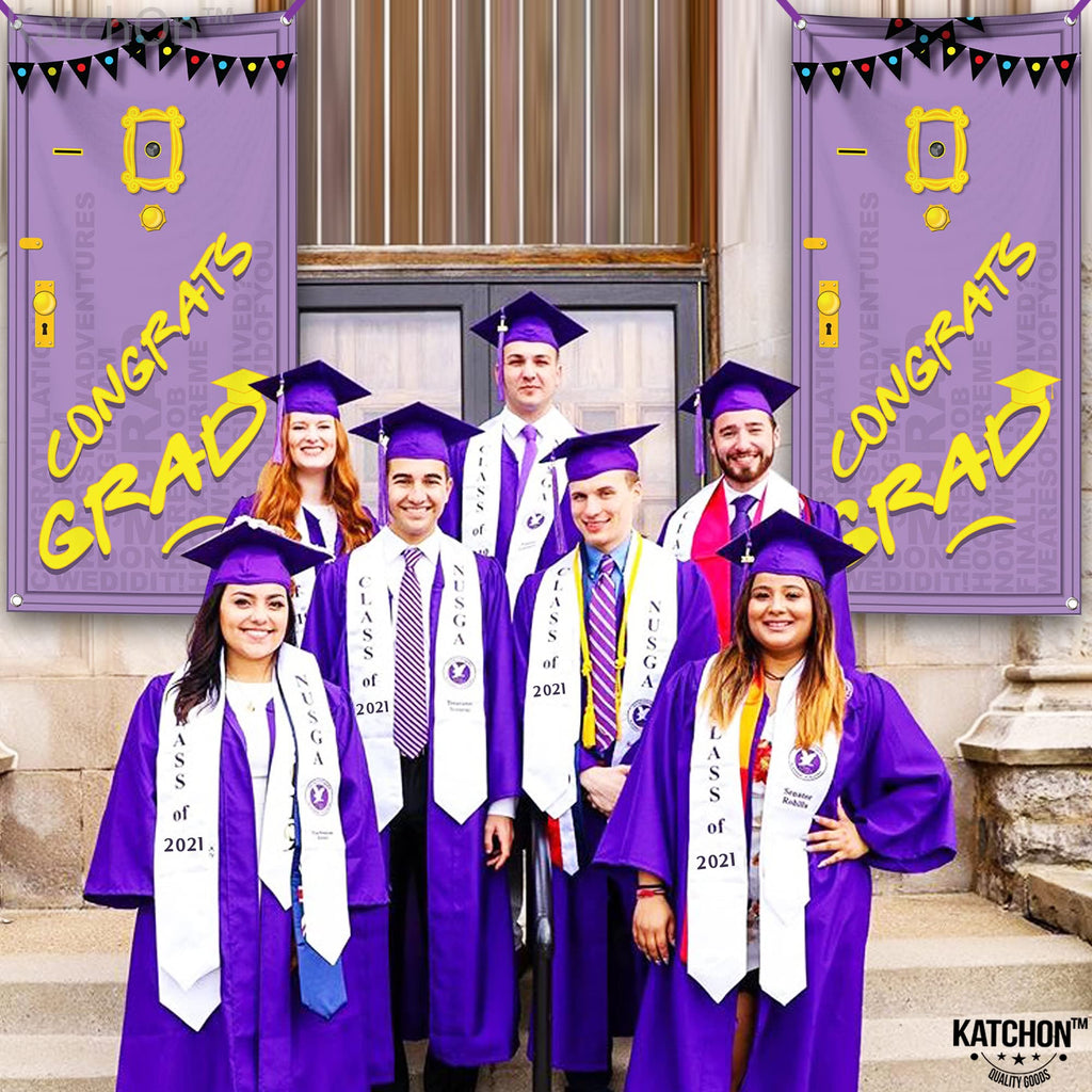 Purple Congrats Grad Banner 2026 - Large 74x36 Inch Graduation Door Banner for Class of 2026 Party Decorations by KatchOn