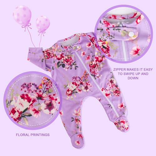 Purple Floral Jumpsuit and Headband Set for 17-20 Inch Reborn Baby Dolls – Aori