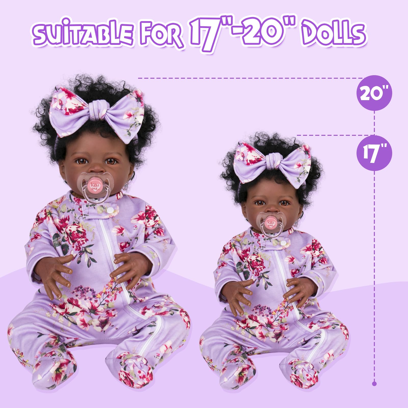 Purple Floral Jumpsuit and Headband Set for 17-20 Inch Reborn Baby Dolls – Aori