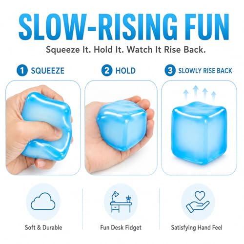 Purple Ice Cube Squishy Fidget Toy – Slow-Rising Sensory Stress Cube for Focus and Calm