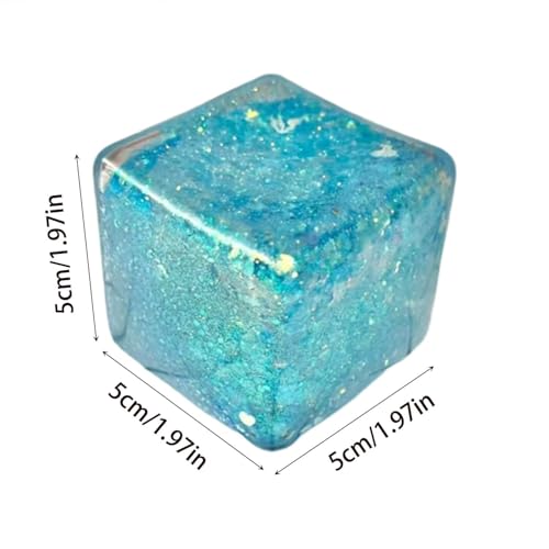 Purple Ice Cube Squishy – Slow Rise Glitter Fidget Toy for Stress Relief