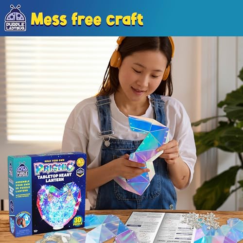 PURPLE LADYBUG 3D Heart Table Light DIY Kit for Kids 8+ – USB LED Lamp, Craft Gift for Tweens & Teens