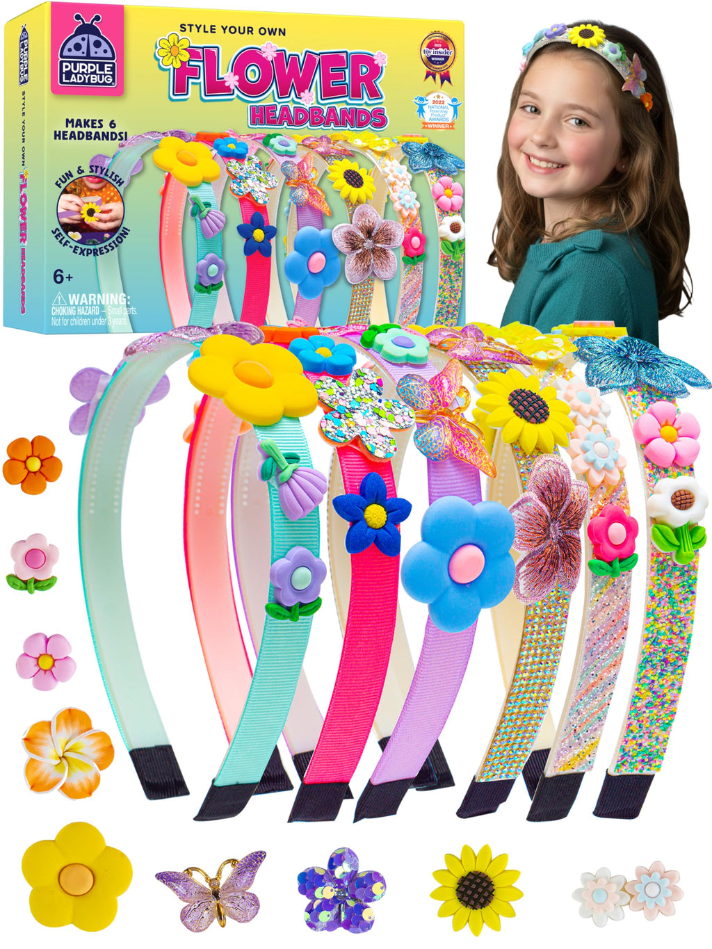 PURPLE LADYBUG Flower Headband Making Kit – DIY Craft Set for Girls Ages 5-9